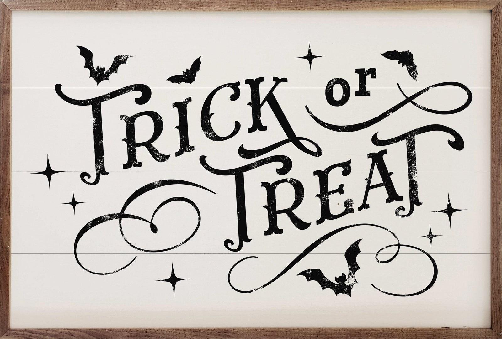 Kendrick Home Walnut Frames Trick Or Treat Bats And Curls White