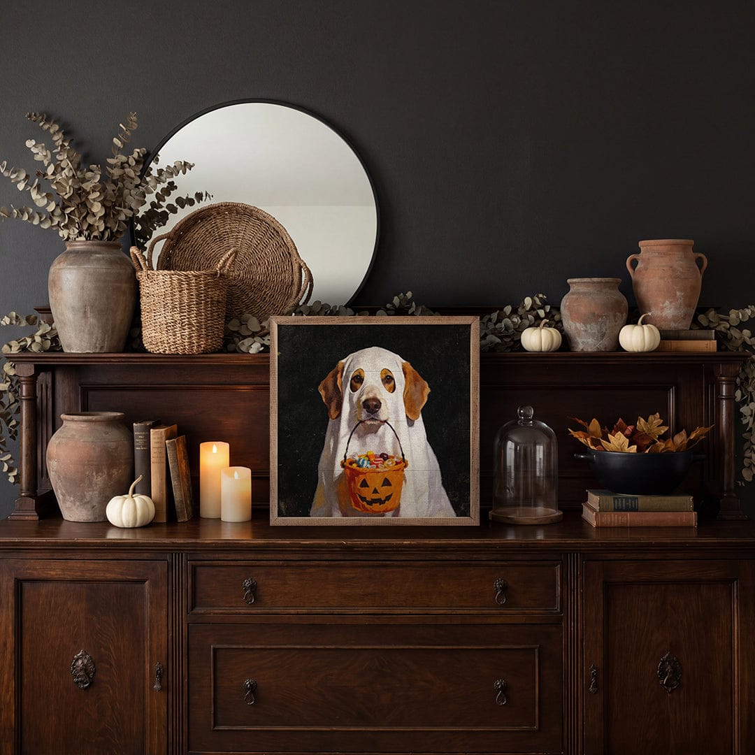 Kendrick Home Walnut Frames Trick Or Treat Beagle