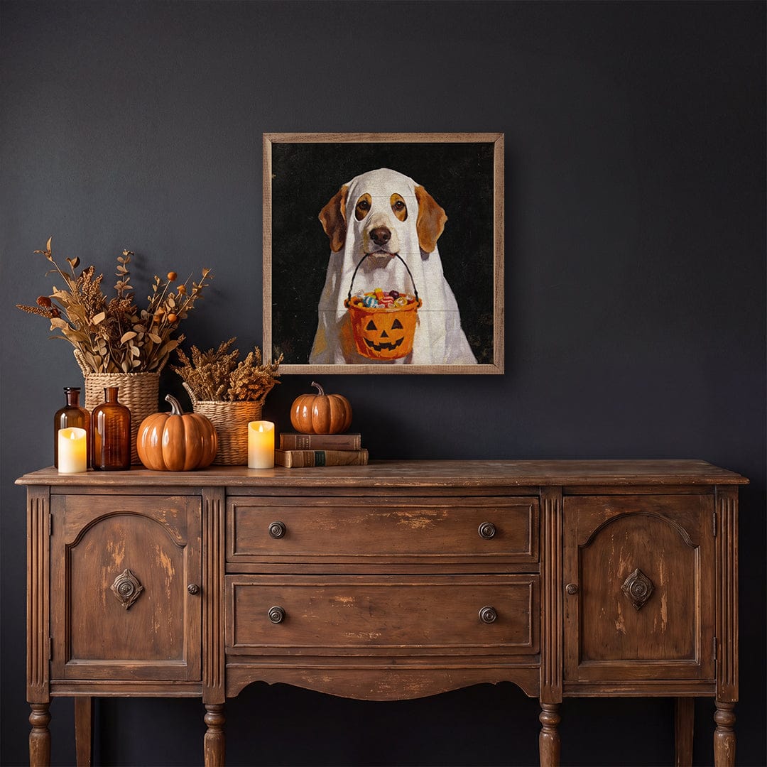 Kendrick Home Walnut Frames Trick Or Treat Beagle