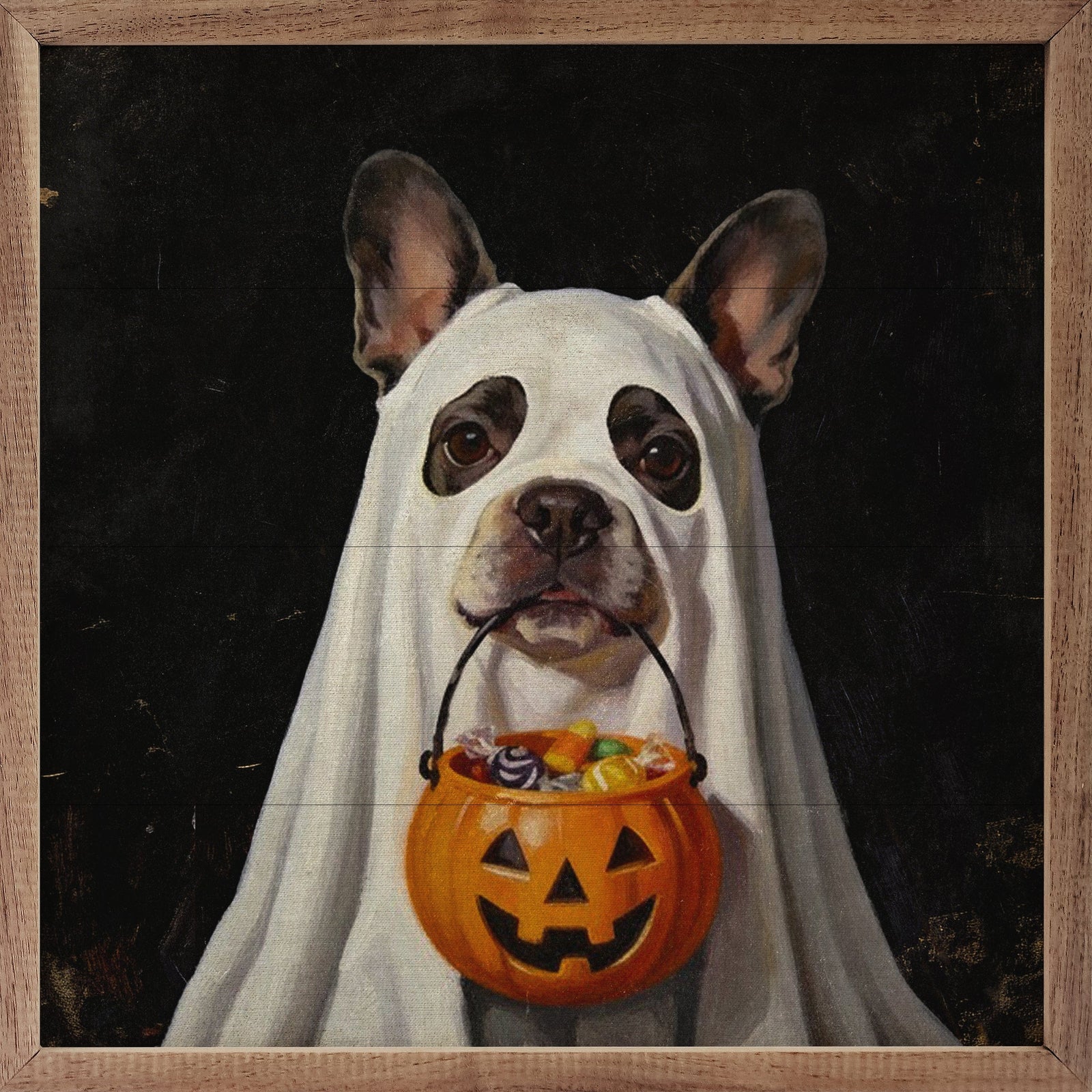 Kendrick Home Walnut Frames 4x4 Trick Or Treat French Bulldog