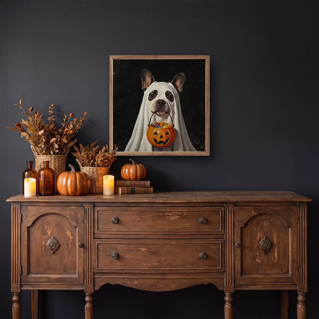 Kendrick Home Walnut Frames Trick Or Treat French Bulldog