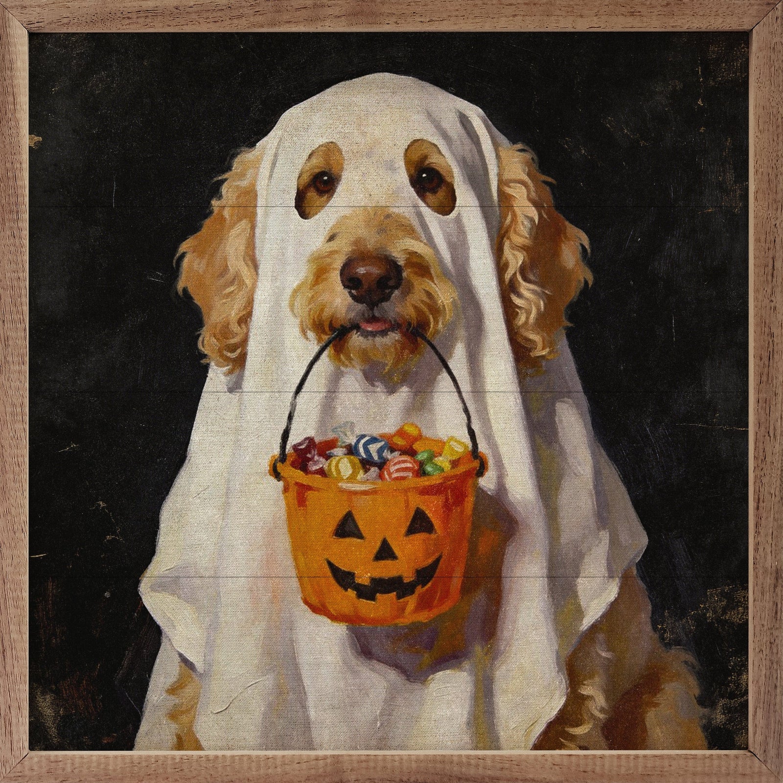 Kendrick Home Walnut Frames 4x4 Trick Or Treat Goldendoodle