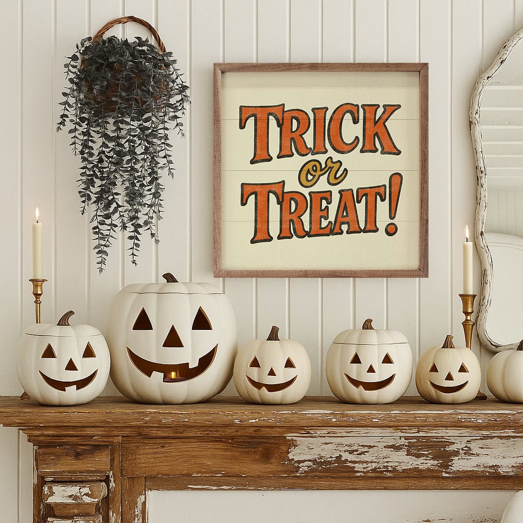 Kendrick Home Walnut Frames Trick Or Treat Printed and Framed Wall Sign