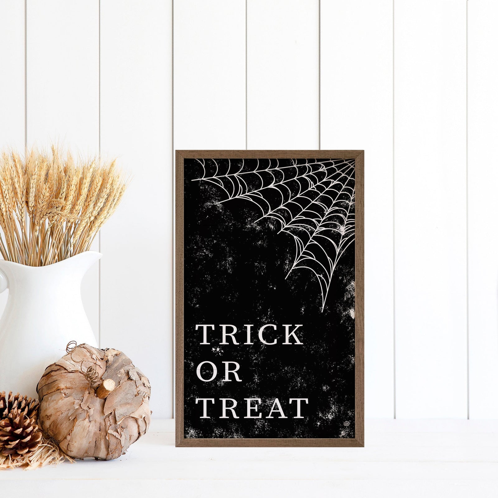 Kendrick Home Walnut Frames 5x8 Trick Or Treat Web Black