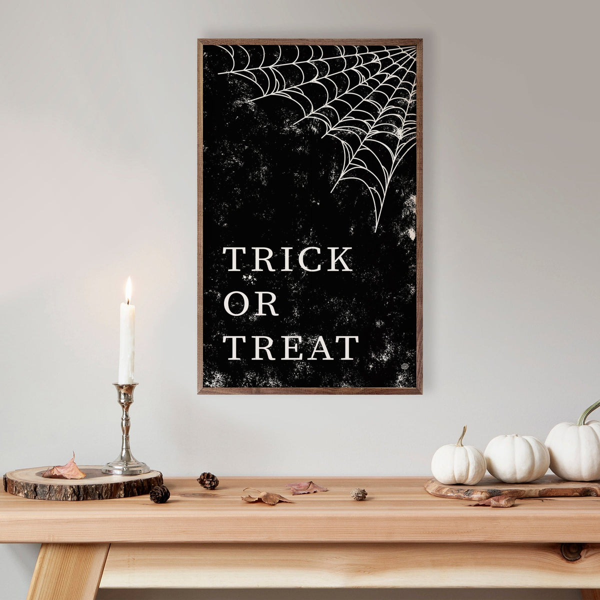 Kendrick Home Walnut Frames Trick Or Treat Web Black