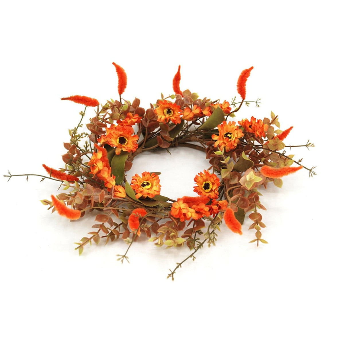 Trumpetvine and Sunflower Candle Ring / Wreath 4.5&quot; Inner Diameter