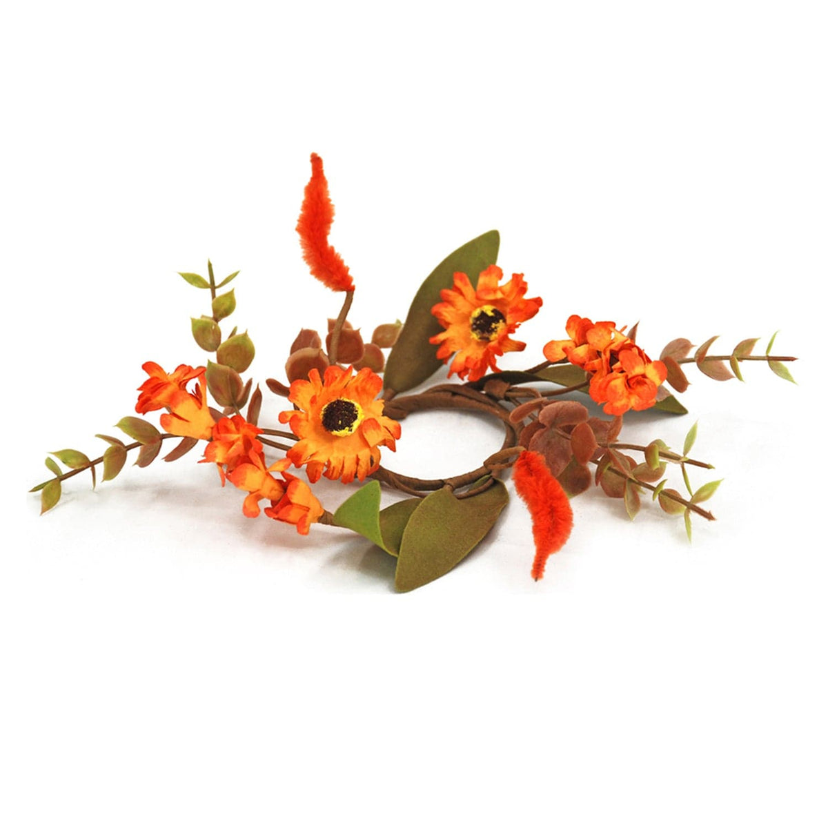 Trumpetvine and Sunflower Mini Candle / Napkin Ring 1.5&quot; Inner Diameter