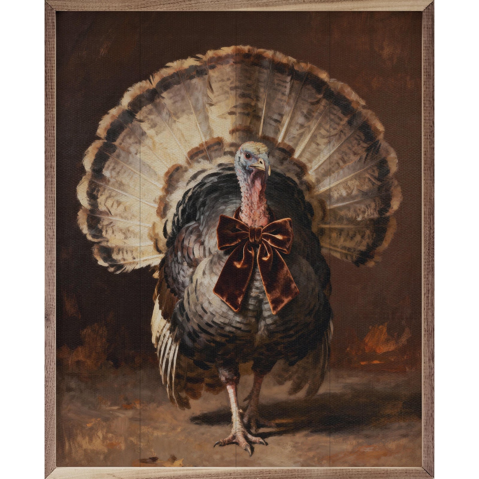 Kendrick Home Walnut Frames 8x10 Turkey With Velvet Bow Printed and Framed Wall Sign
