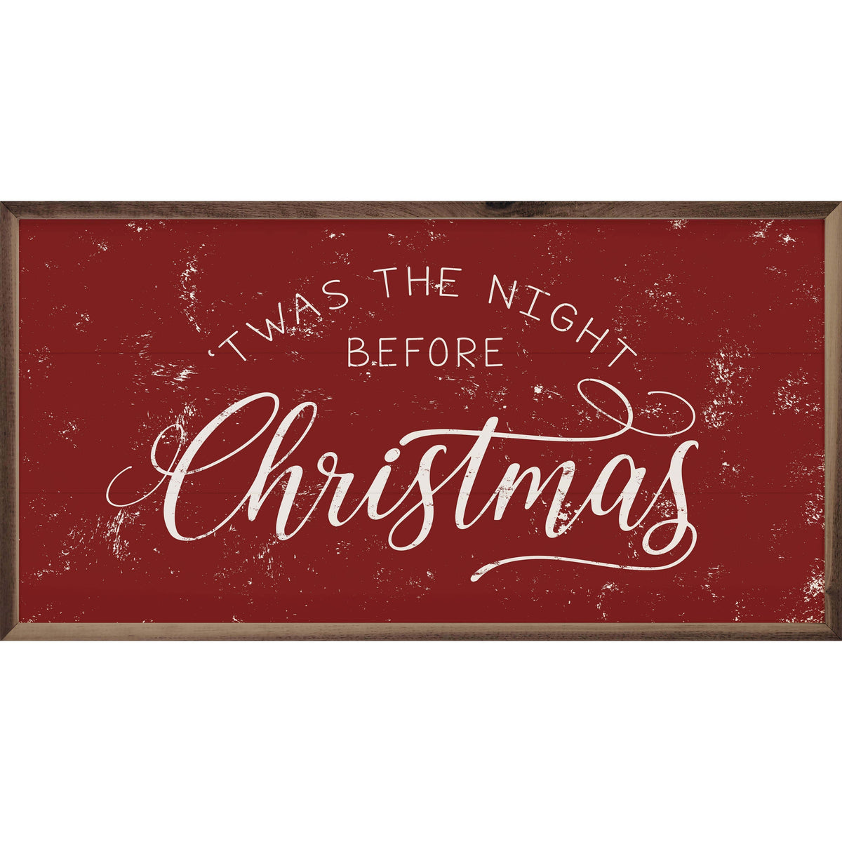 Kendrick Home Walnut Frames 16x8 / Red Twas The Night Before Christmas Printed and Framed Wall Sign