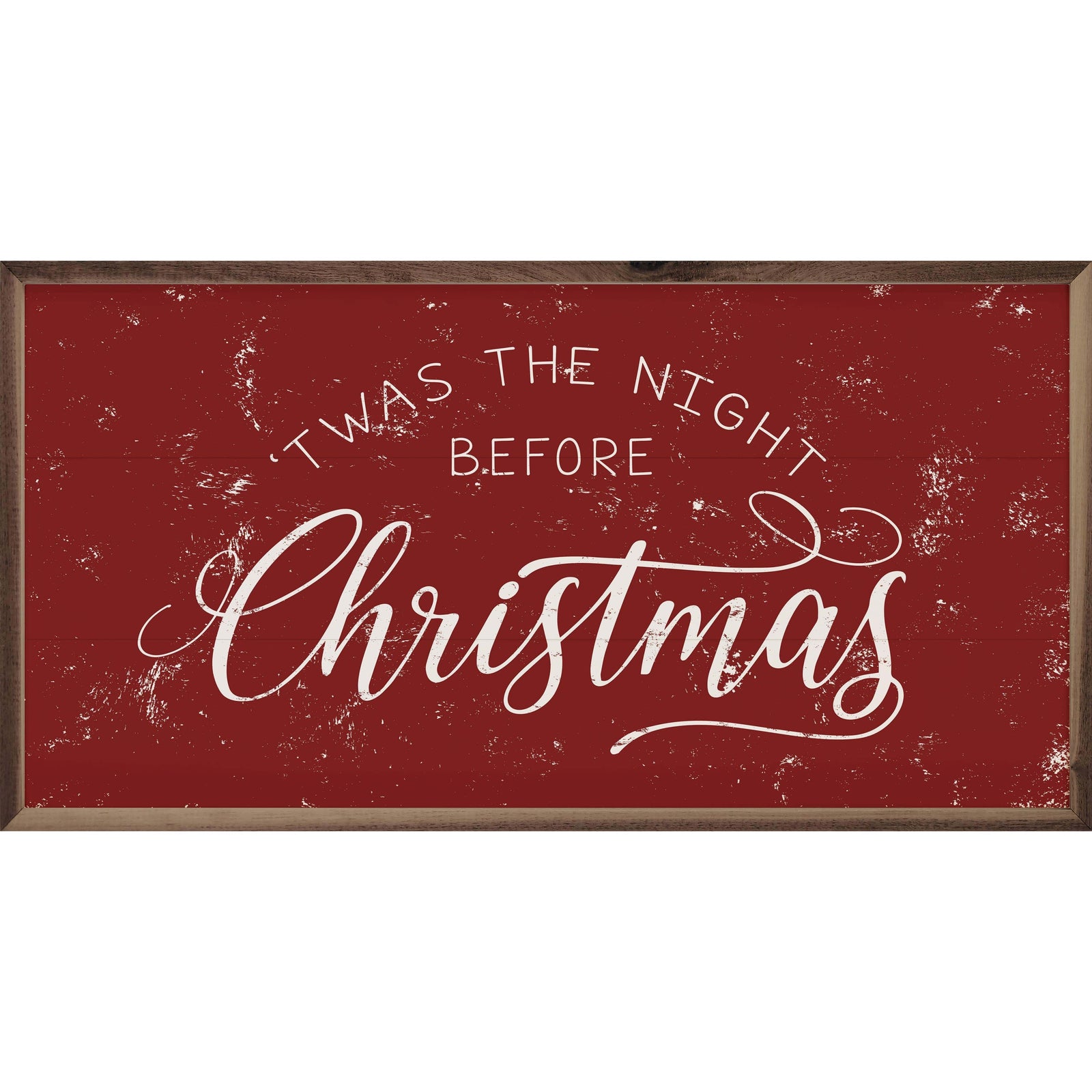 Kendrick Home Walnut Frames 16x8 / Red Twas The Night Before Christmas Printed and Framed Wall Sign
