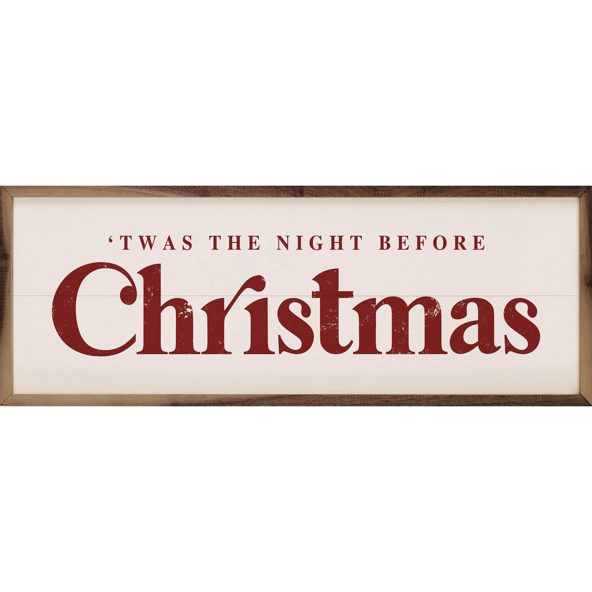 Kendrick Home Walnut Frames 12x4 Twas The Night Before Christmas Red With White Printed and Framed Wall Sign