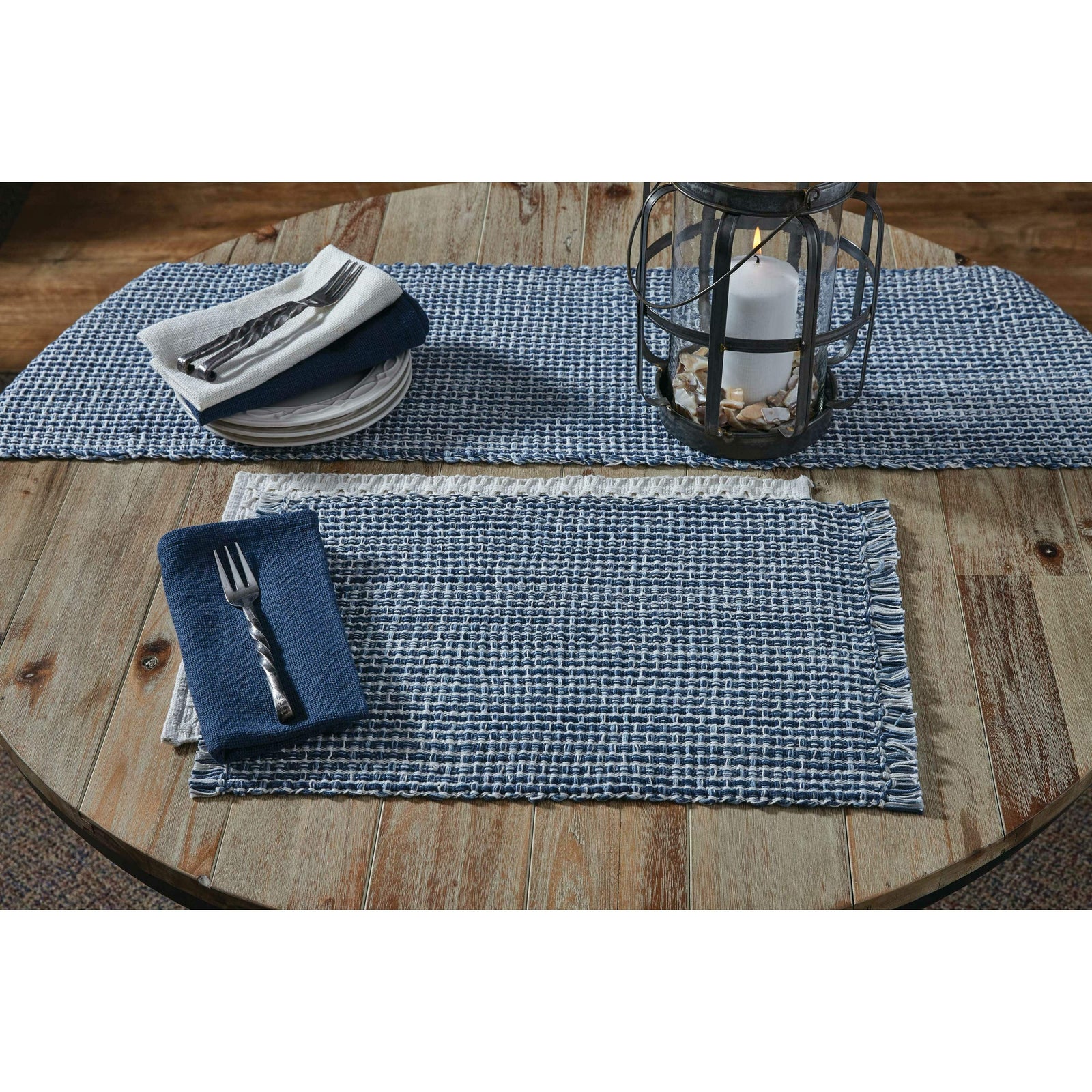 Tweed In Denim Table Runner 54" Long-Park Designs-The Village Merchant