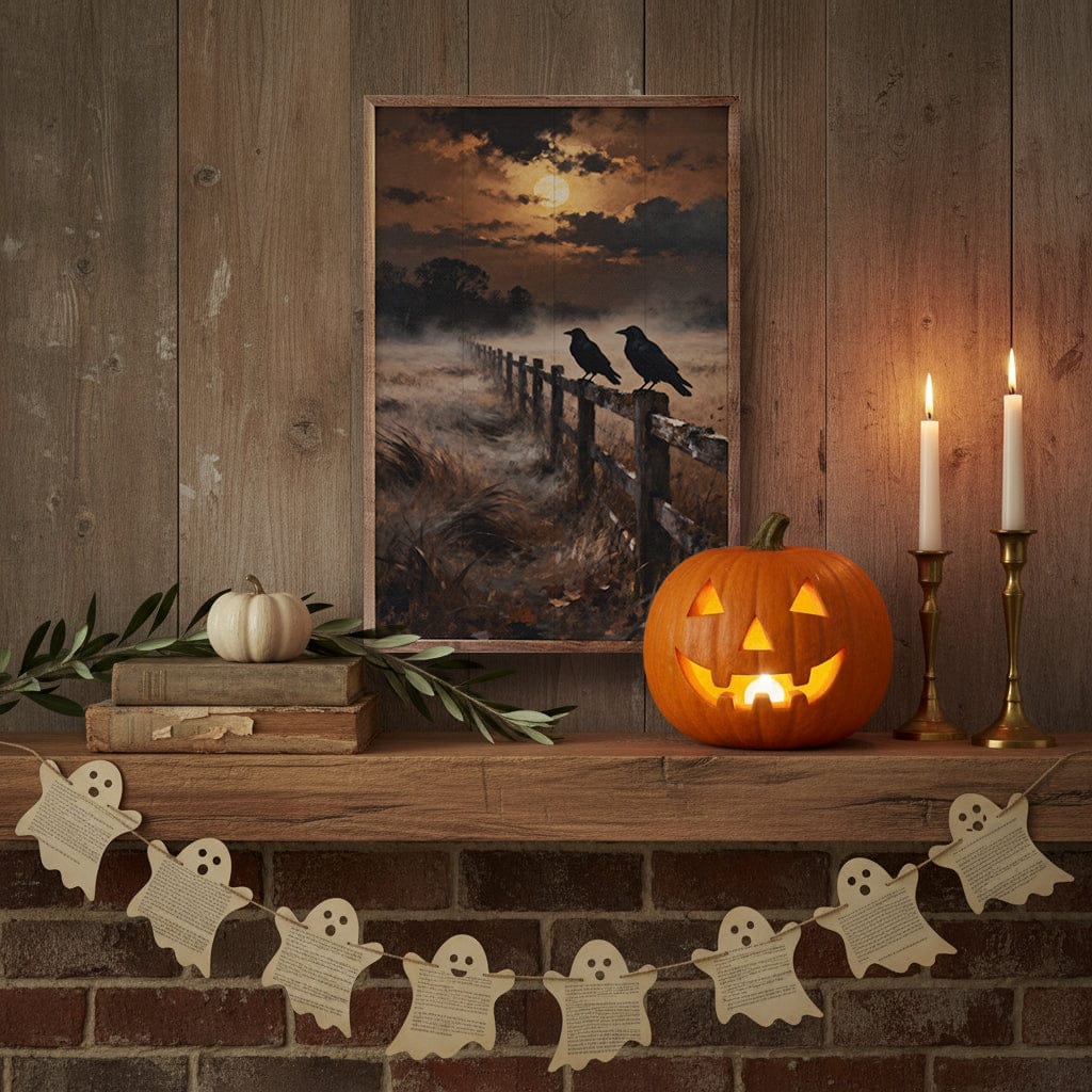 Kendrick Home Walnut Frames Two Crows On Fence