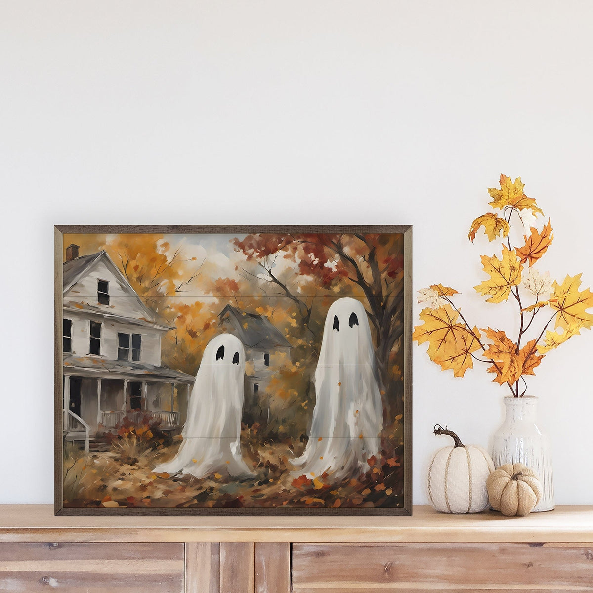 Kendrick Home Walnut Frames Two Ghost Companions Printed and Framed Wall Sign