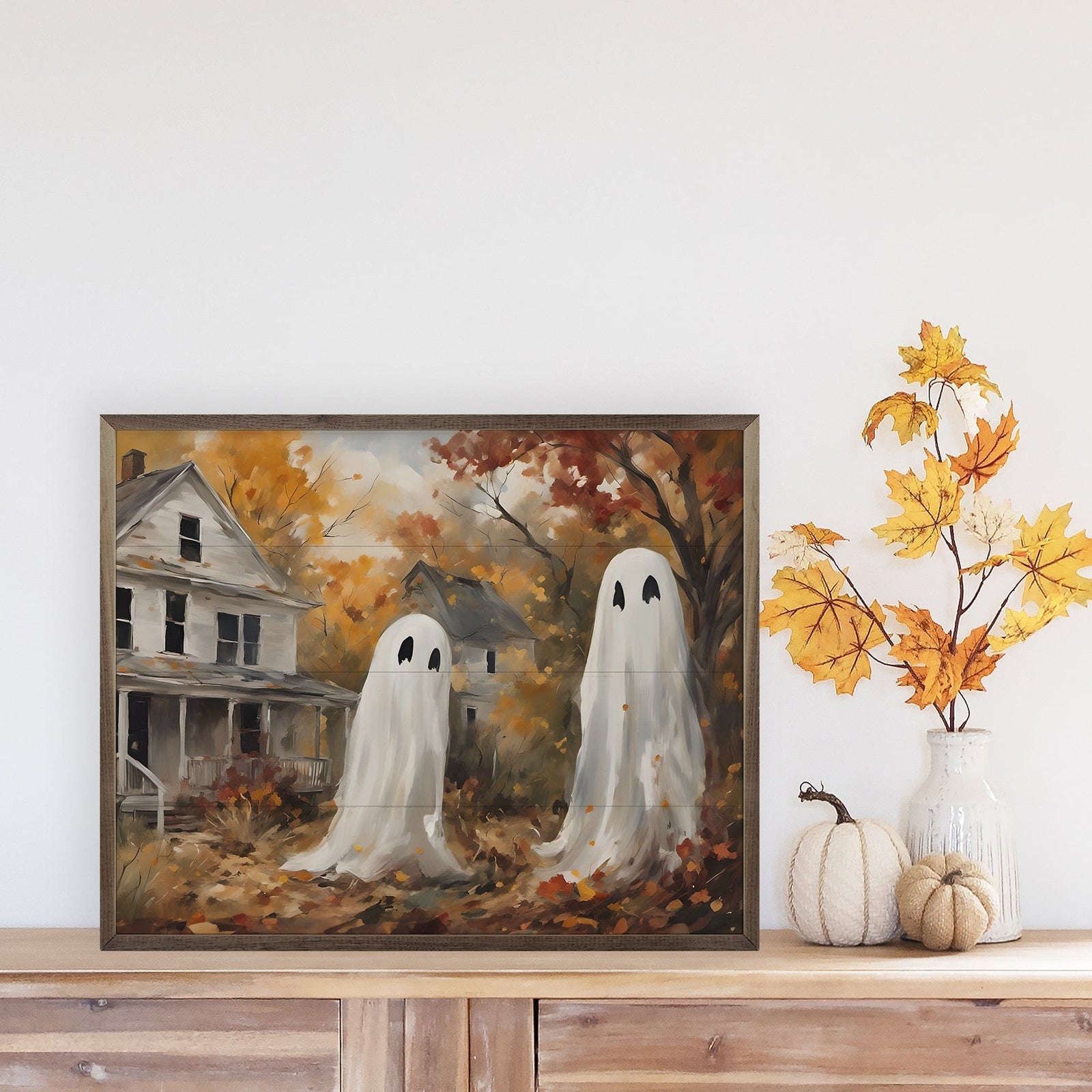 Kendrick Home Walnut Frames 10x8 Two Ghost Companions Printed and Framed Wall Sign
