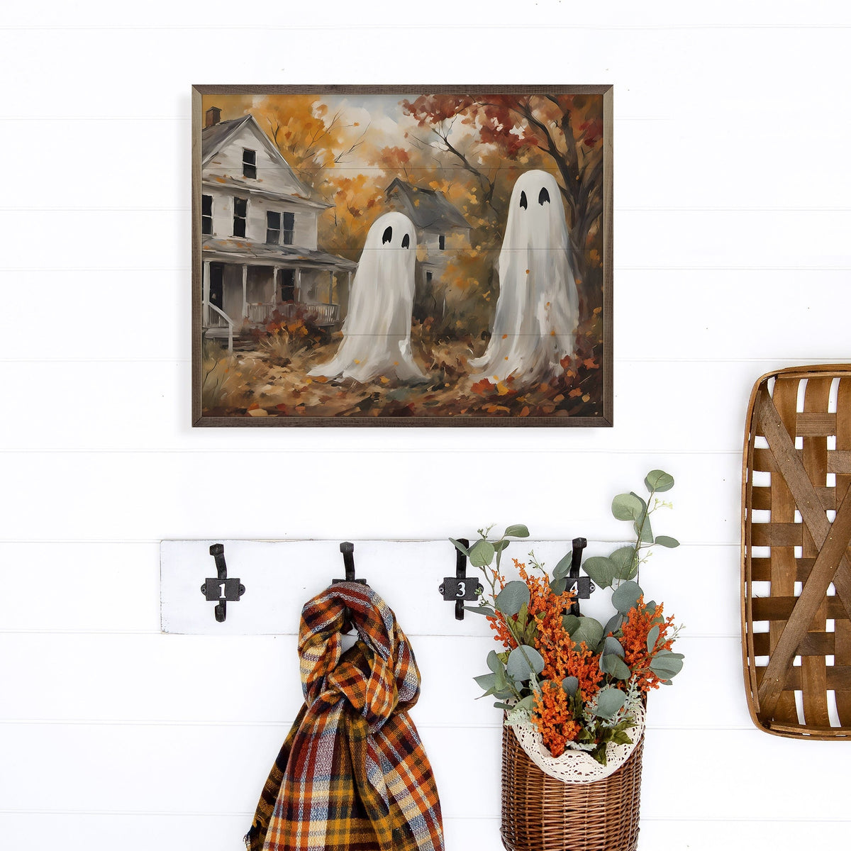 Kendrick Home Walnut Frames Two Ghost Companions Printed and Framed Wall Sign