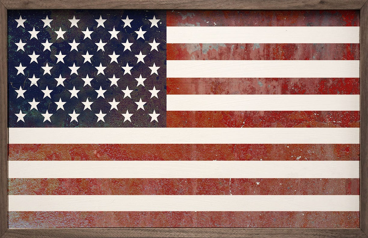 Kendrick Home Walnut Frames United States Flag Printed and Framed Wall Sign