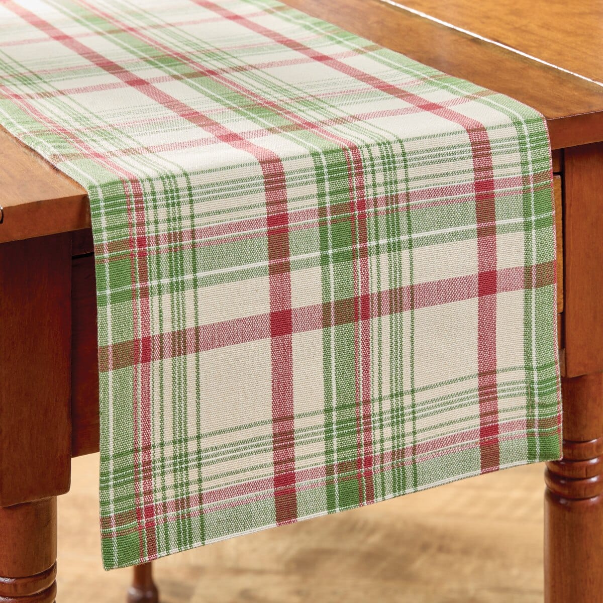 Up On The Housetop Plaid Table Runner 54'' Long