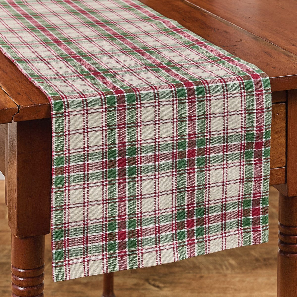 Village Christmas Plaid Table Runner 36&quot; Long