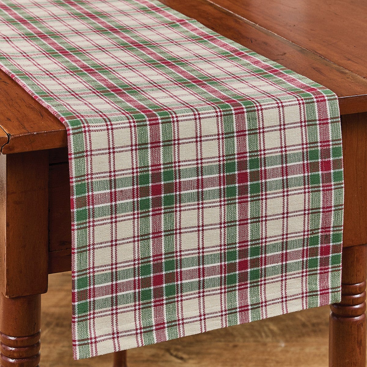 Village Christmas Plaid Table Runner 54&quot; Long