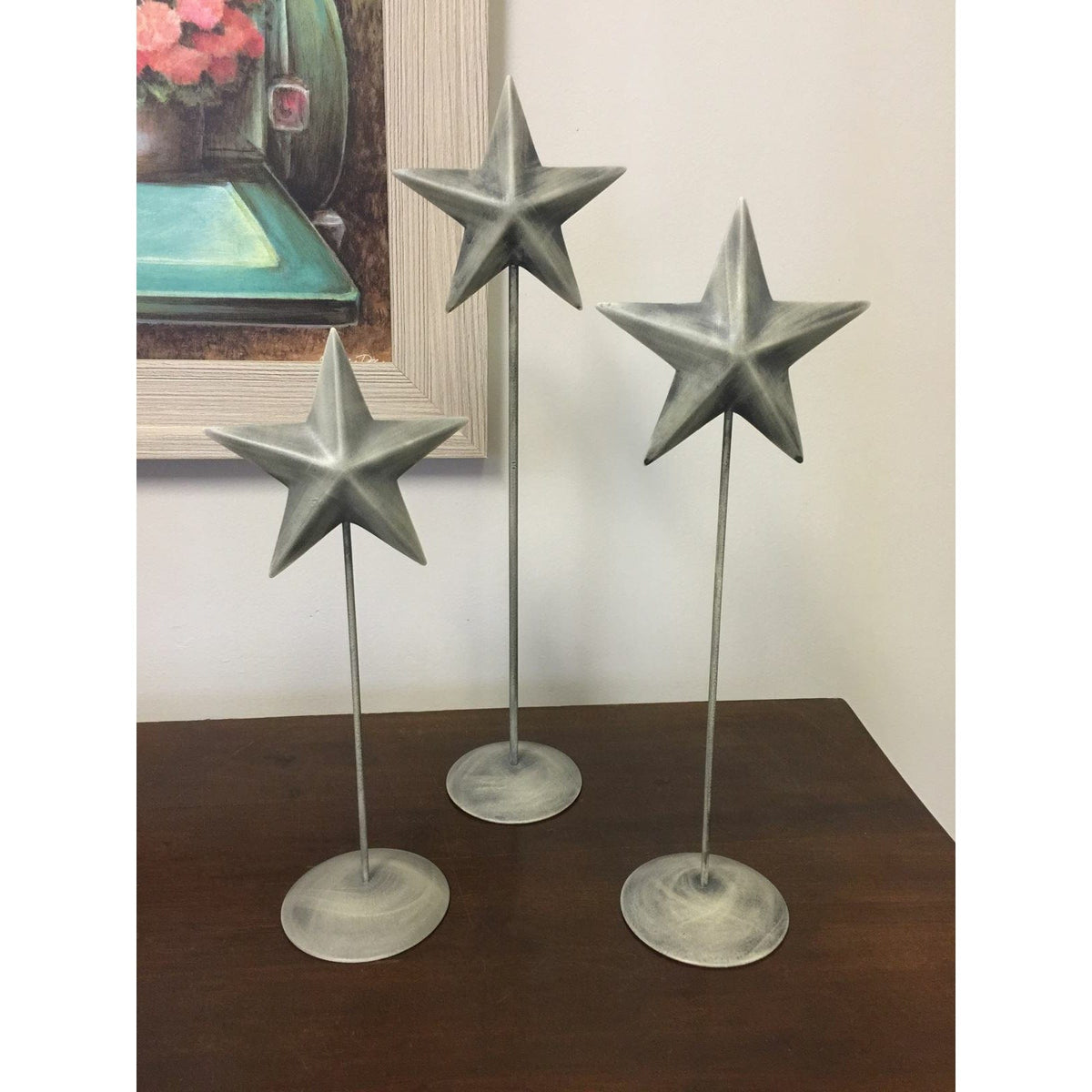 Vintage Barn Star Pedestals Set of 3-Country House-The Village Merchant