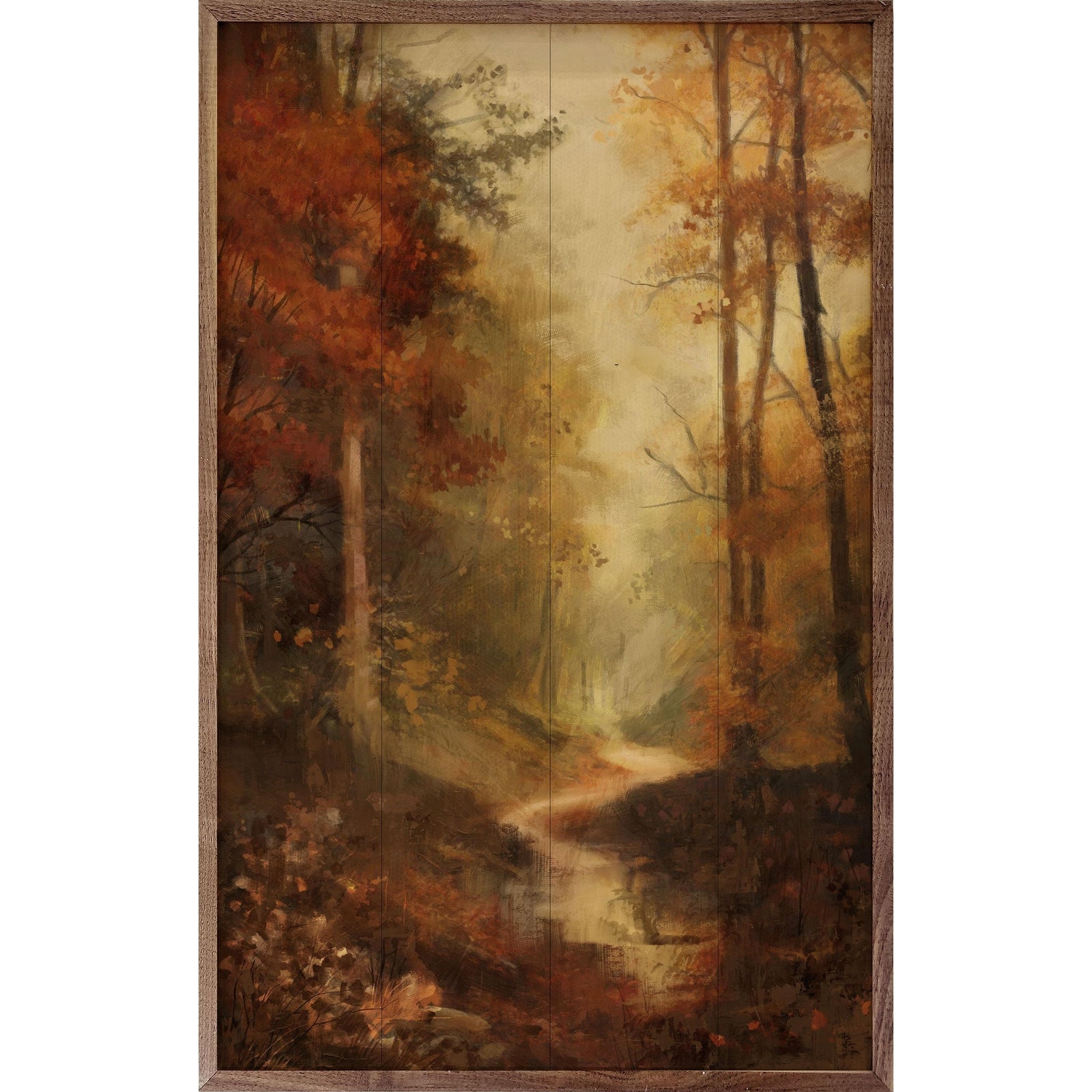 Kendrick Home Walnut Frames 5x8 Vintage Fall Landscape 1 By Nina Blue Printed and Framed Wall Sign