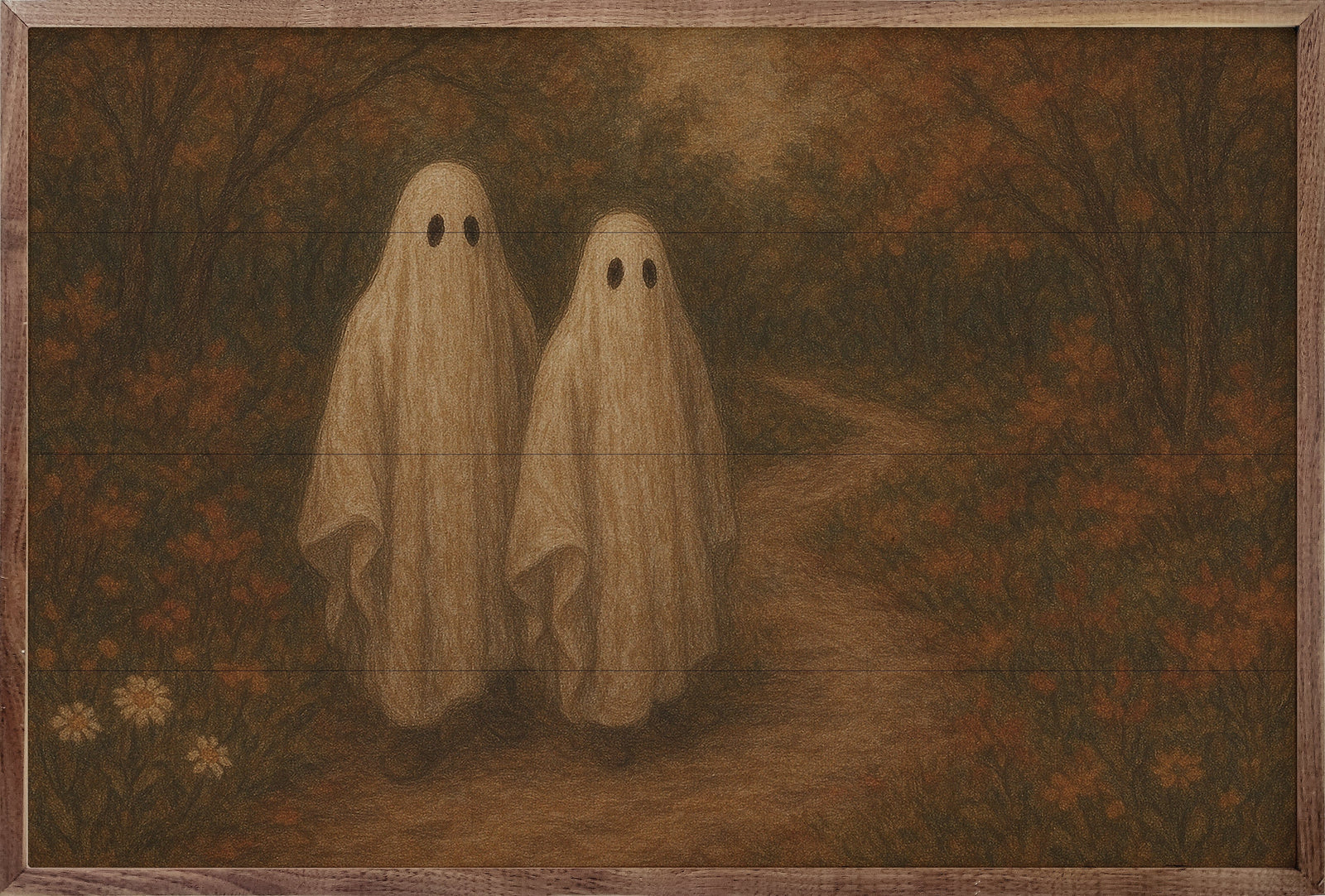 Kendrick Home Walnut Frames Vintage Ghost Couple