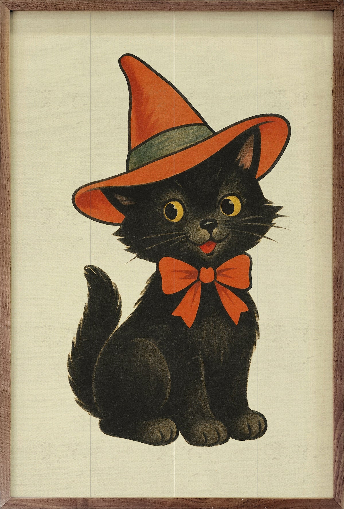 Kendrick Home Walnut Frames 5x8 Vintage Halloween Cat