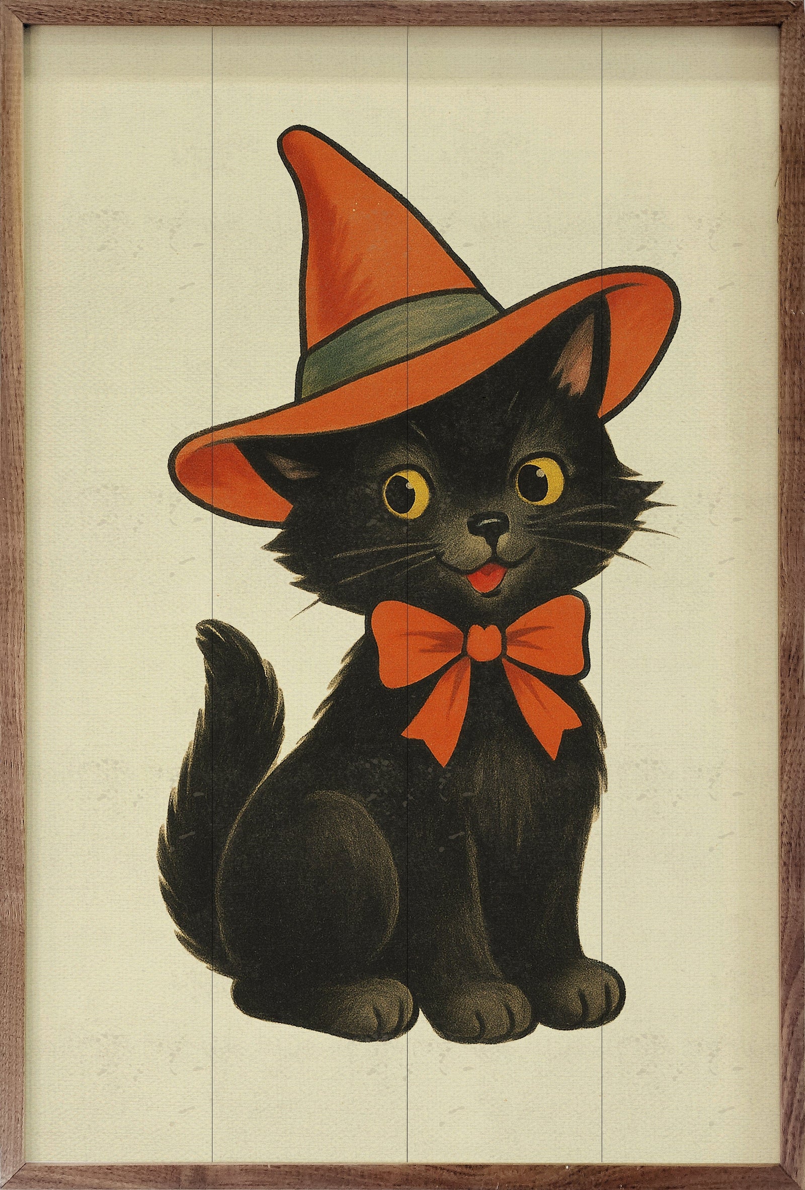 Kendrick Home Walnut Frames 5x8 Vintage Halloween Cat