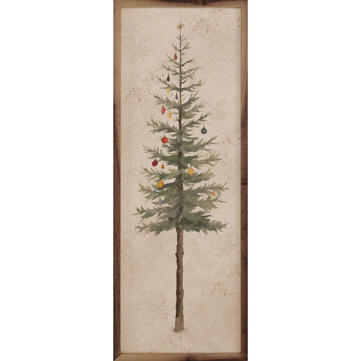 Kendrick Home Walnut Frames Vintage Holiday Tree Printed and Framed Wall Sign