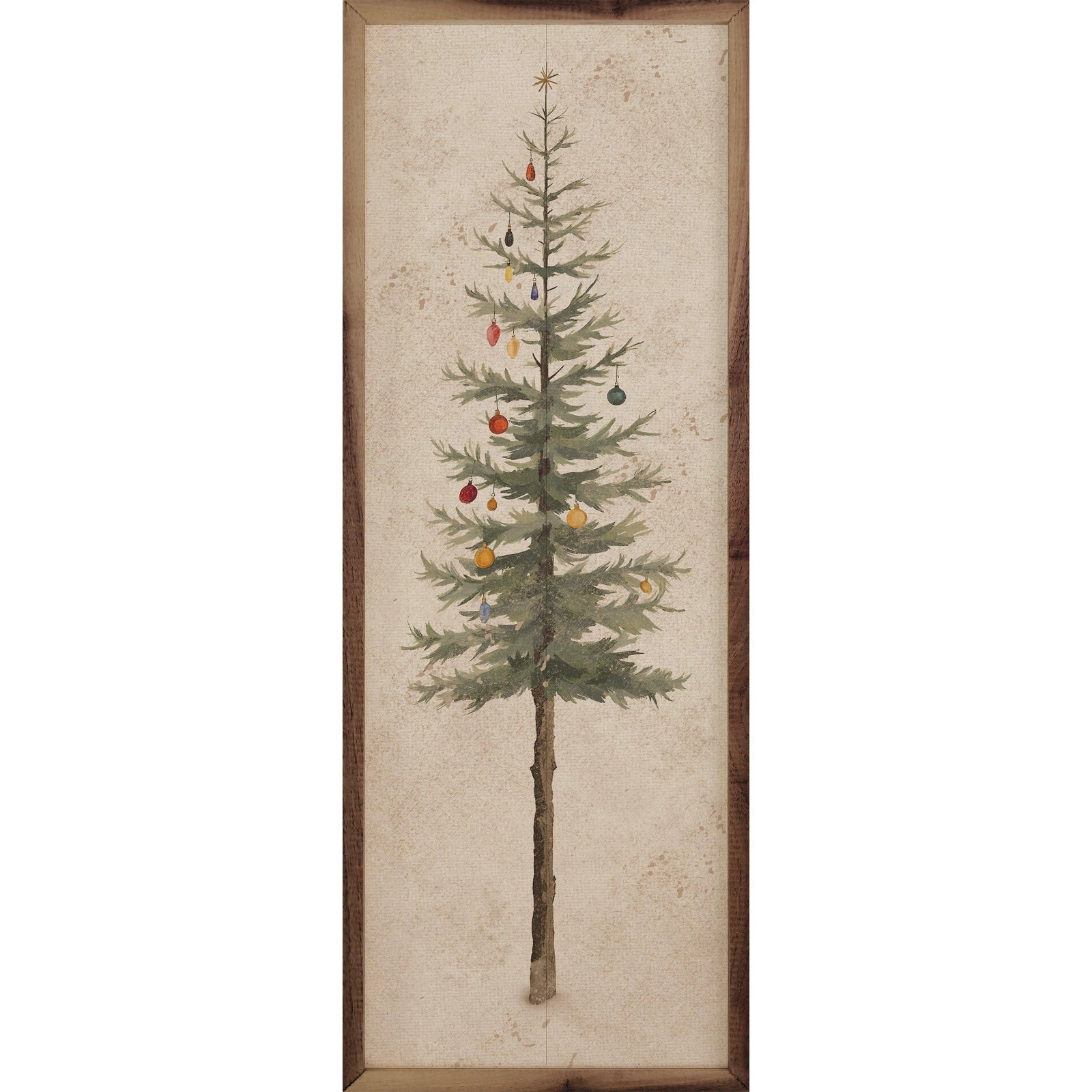 Kendrick Home Walnut Frames Vintage Holiday Tree Printed and Framed Wall Sign