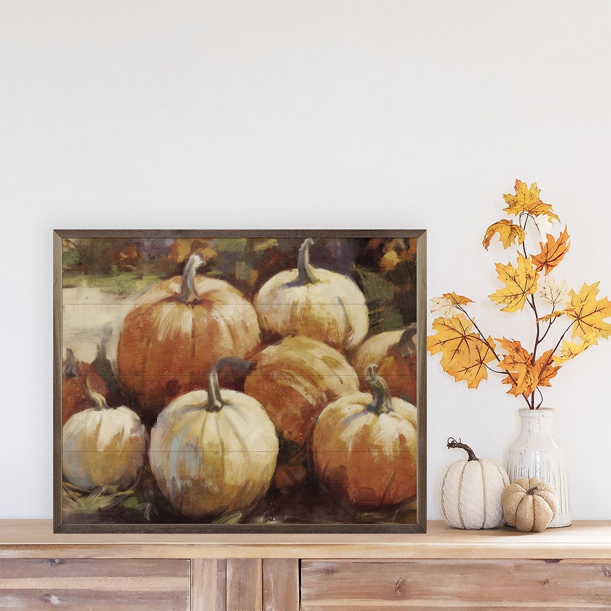 Kendrick Home Walnut Frames 10x8 Vintage Pumpkins 1 By Nina Blue Printed and Framed Wall Sign