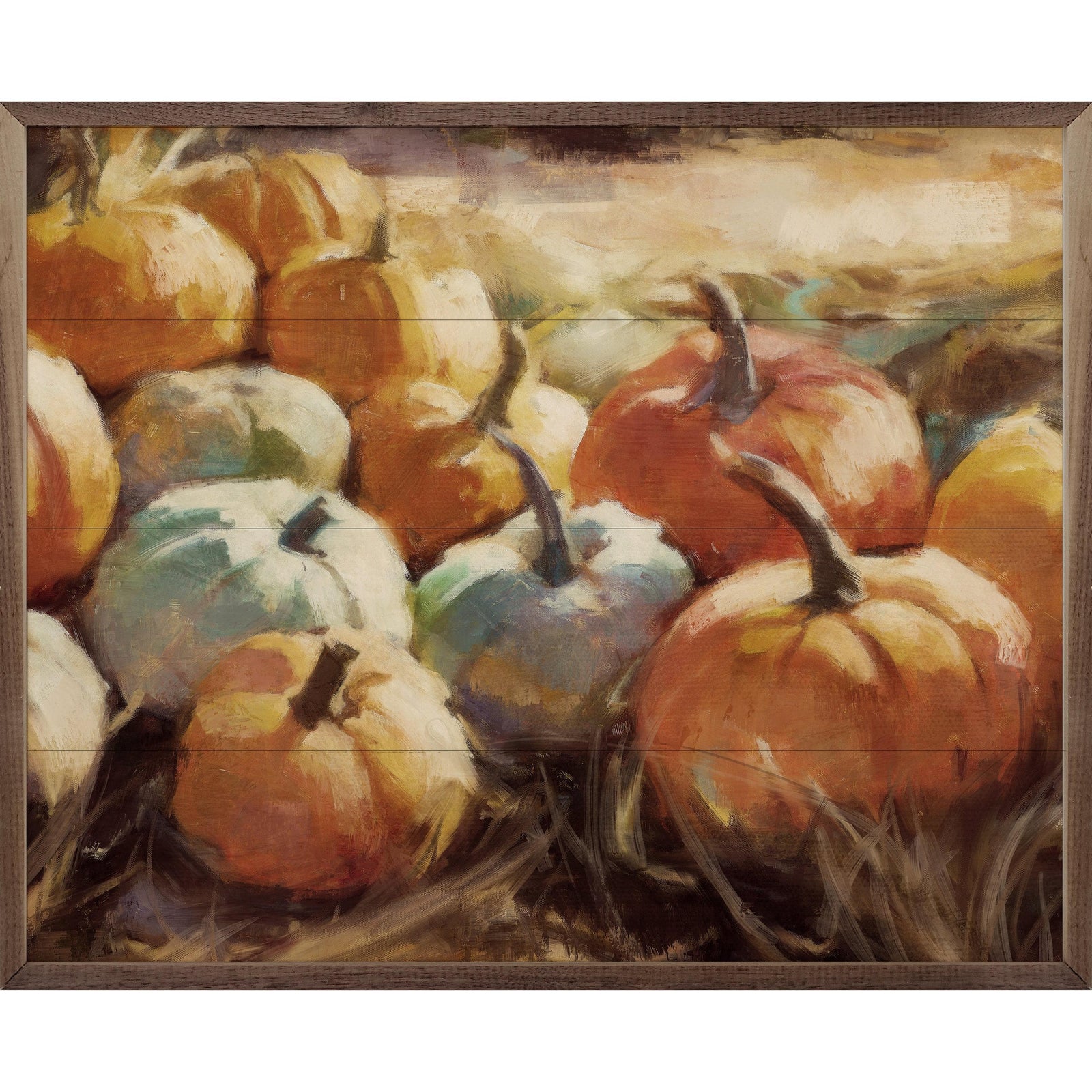 Kendrick Home Walnut Frames 10x8 Vintage Pumpkins 2 By Nina Blue Printed and Framed Wall Sign
