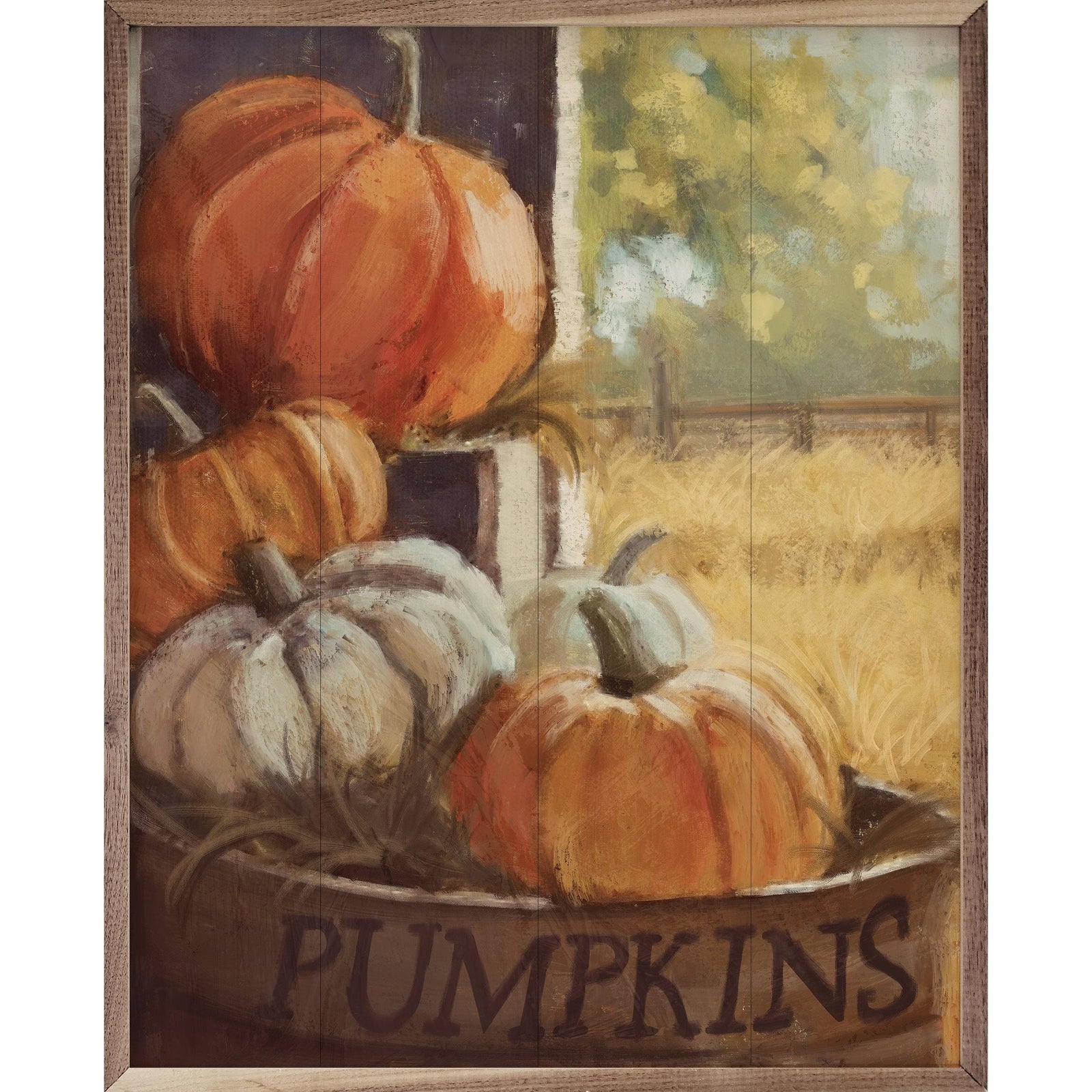 Kendrick Home Walnut Frames 8x10 Vintage Pumpkins 4 By Nina Blue Printed and Framed Wall Sign