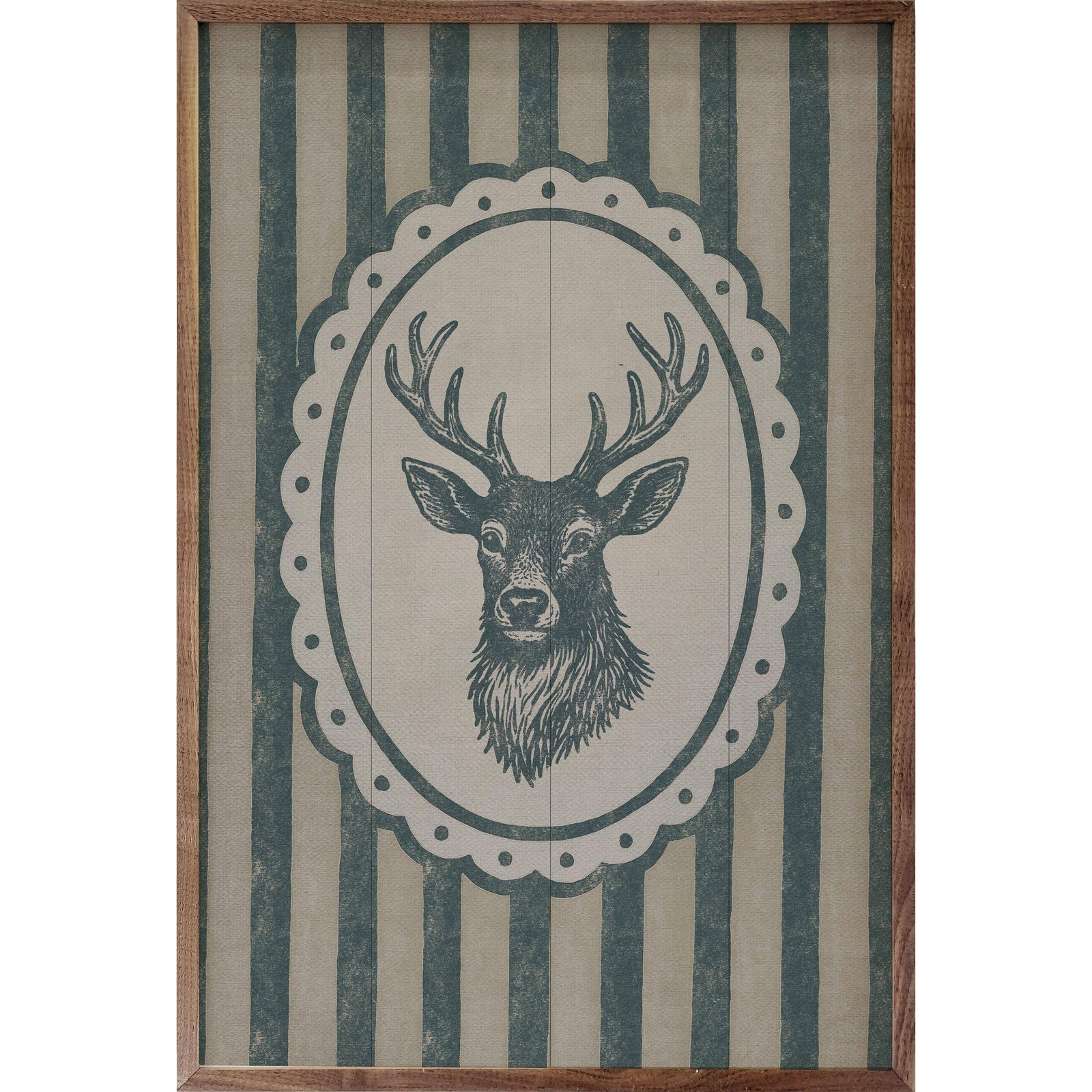 Kendrick Home Walnut Frames Vintage Reindeer Portrait Printed and Framed Wall Sign