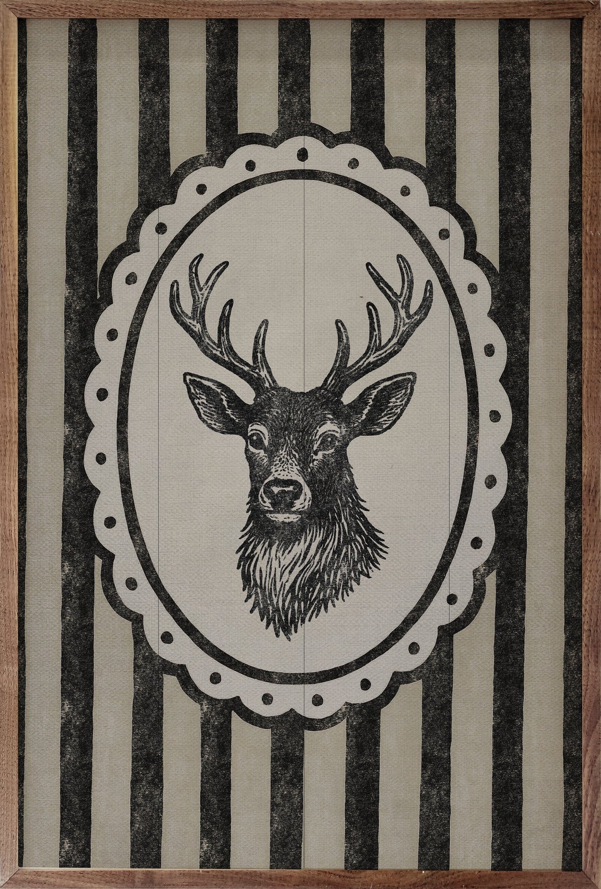 Kendrick Home Walnut Frames Sizes / Color Vintage Reindeer Portrait Printed and Framed Wall Sign