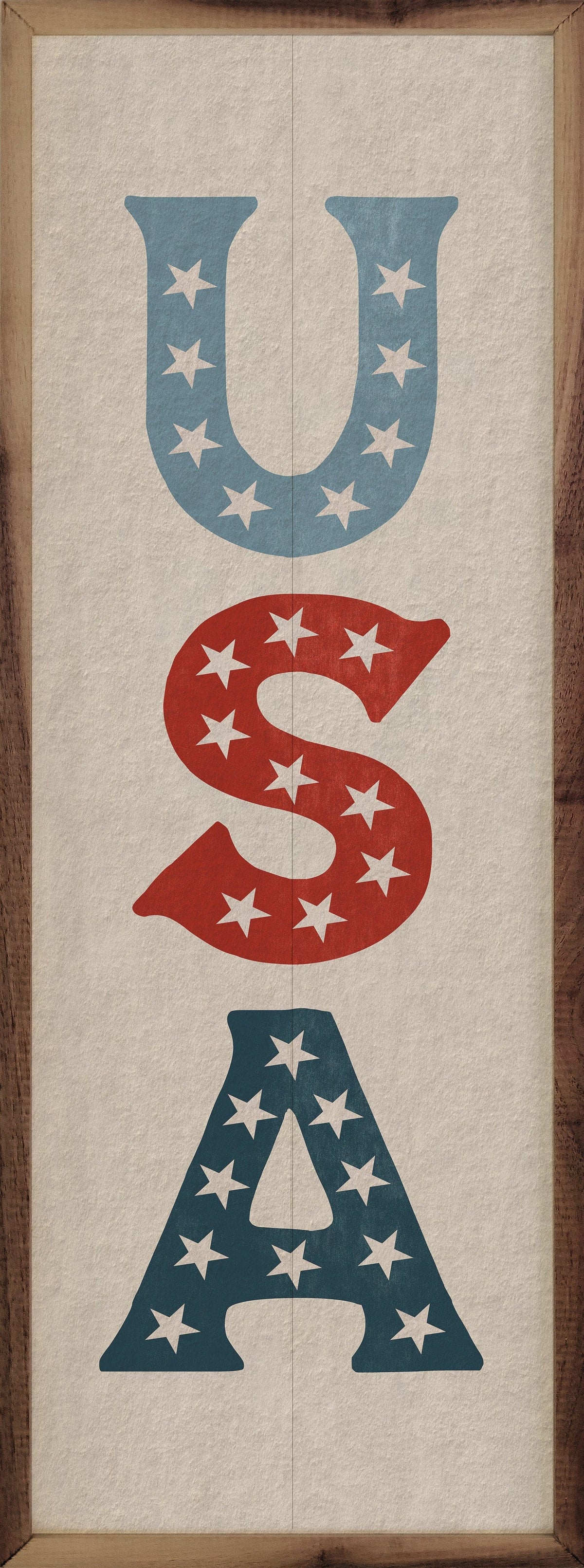 Vintage USA Stars Printed and Framed Wall Sign