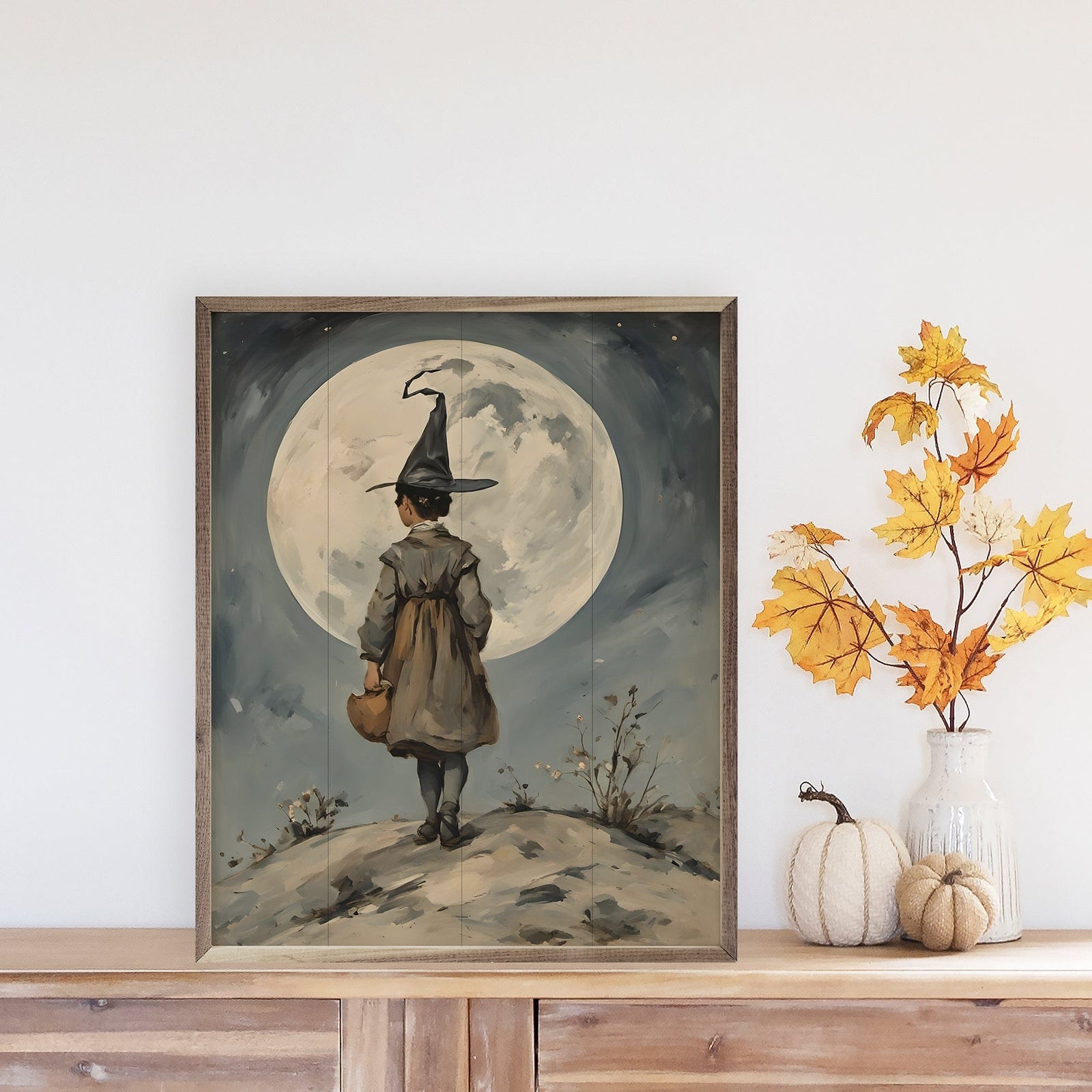Kendrick Home Walnut Frames 8x10 Walk With The Moon Printed and Framed Wall Sign