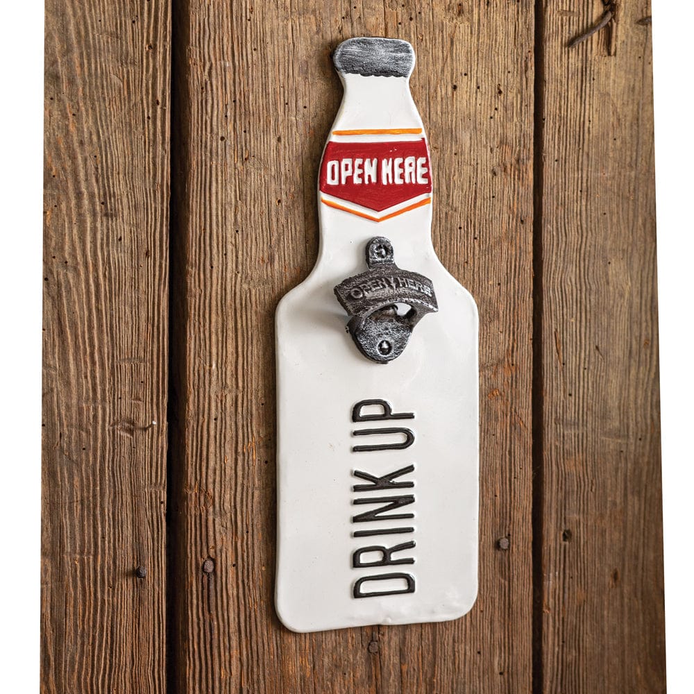 Wall Mounted Bottle Opener W/ Drink Up Sign-CTW Home-The Village Merchant