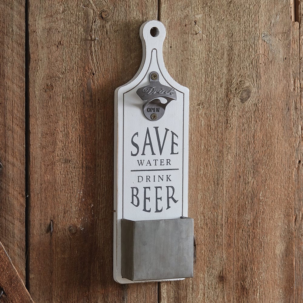 Wall Mounted Bottle Opener W/ Save Water Drink Beer Sign-CTW Home-The Village Merchant