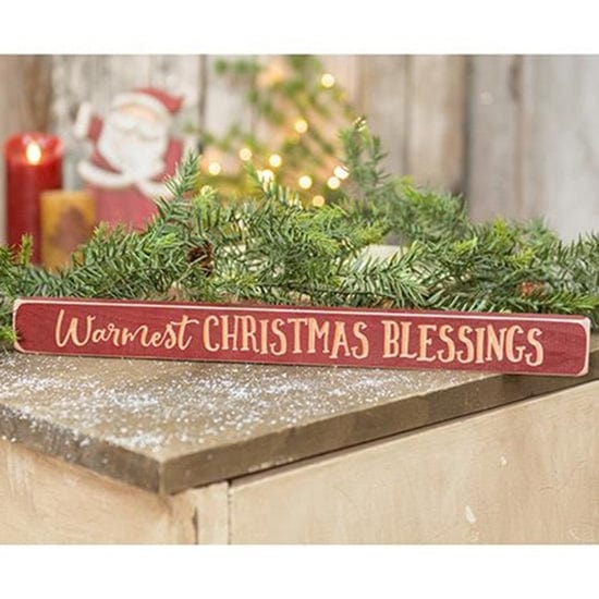 Warmest Christmas Blessings Sign - Engraved Wood 18" Long-Craft Wholesalers-The Village Merchant