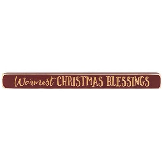 Warmest Christmas Blessings Sign - Engraved Wood 18" Long-Craft Wholesalers-The Village Merchant