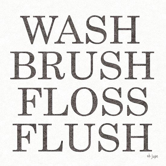 Wash Brush Floss Flush By Jaxn Blvd Art Print - 12 X 12-Penny Lane Publishing-The Village Merchant