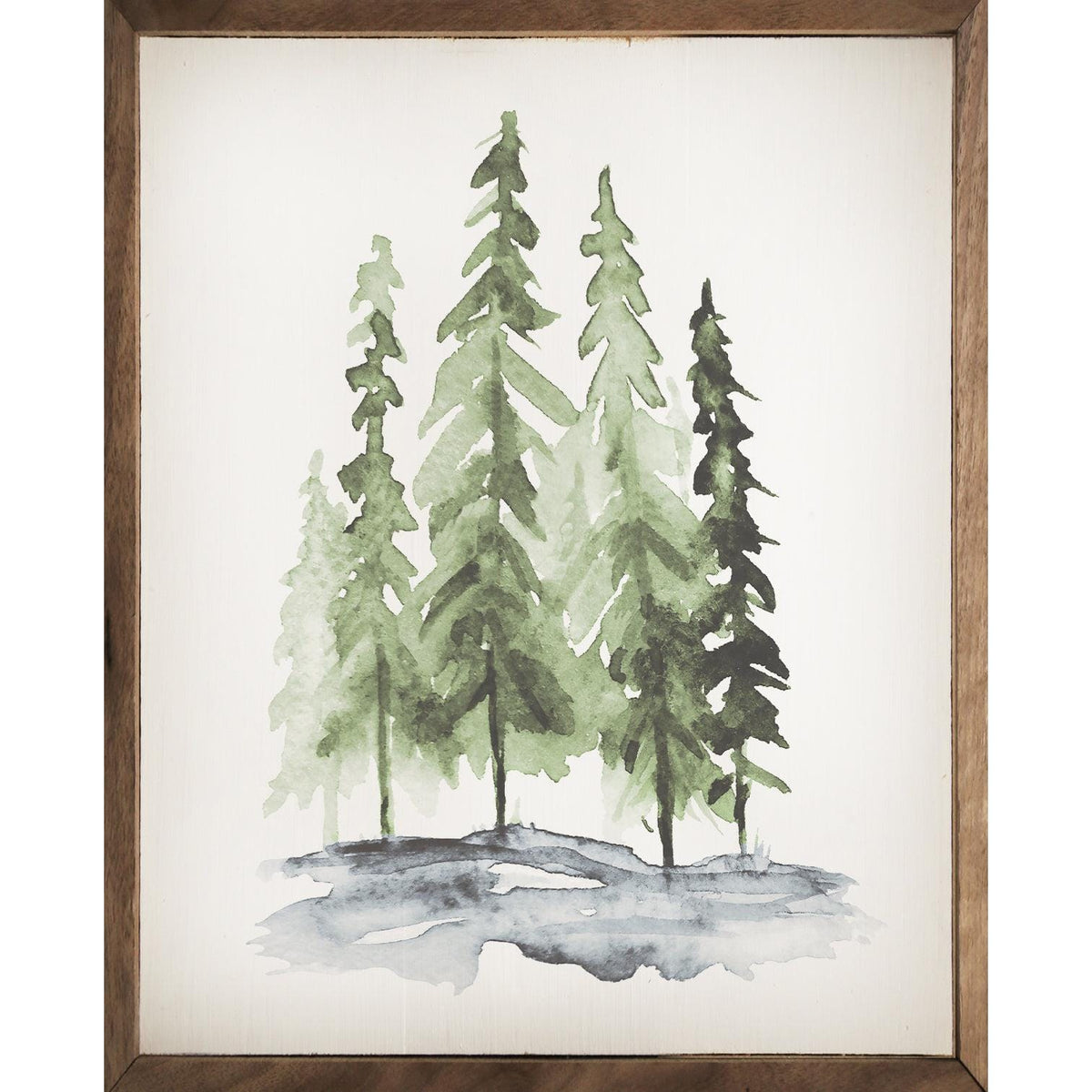 Kendrick Home Walnut Frames 8x10 Watercolor Pines Printed and Framed Wall Sign