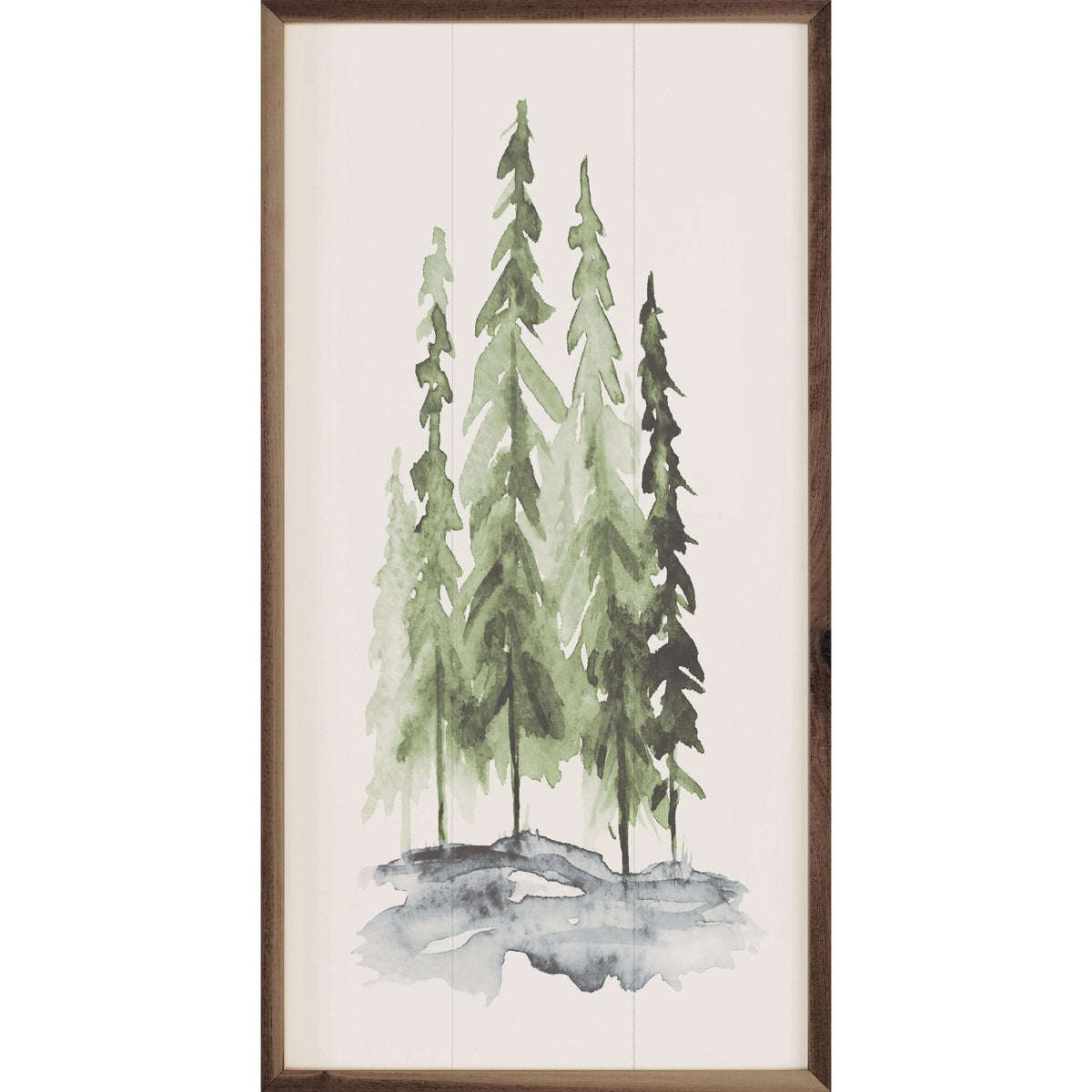 Kendrick Home Walnut Frames 8x16 Watercolor Pines Printed and Framed Wall Sign