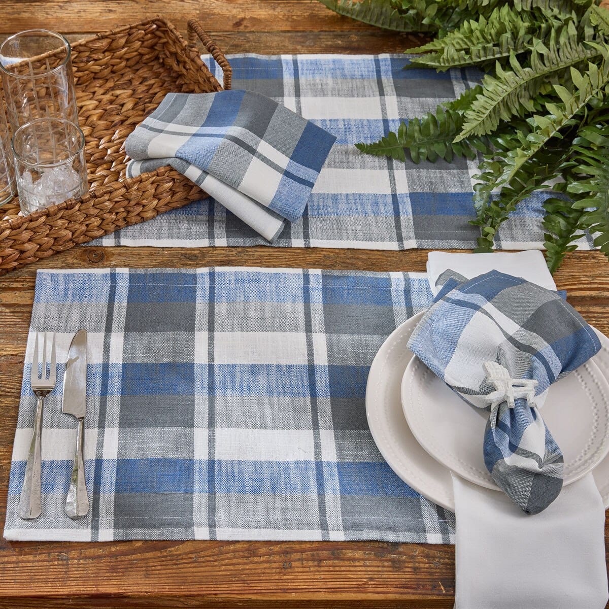 Park Designs Napkins Waters Edge Plaid Napkin Set of 2