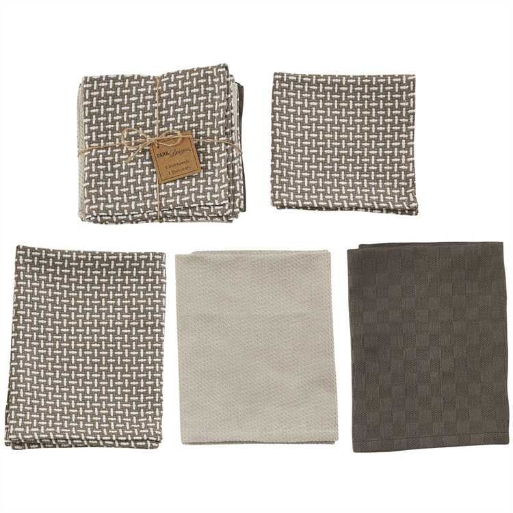 Weathered Oak Dishtowel &amp; Dishcloth Set 4 Pieces - 3 DT &amp; 1 DC-Park Designs-The Village Merchant