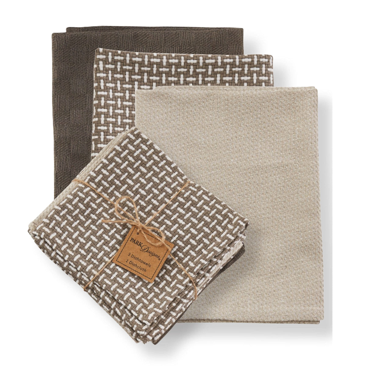 Weathered Oak Dishtowel &amp; Dishcloth Set 4 Pieces - 3 DT &amp; 1 DC-Park Designs-The Village Merchant