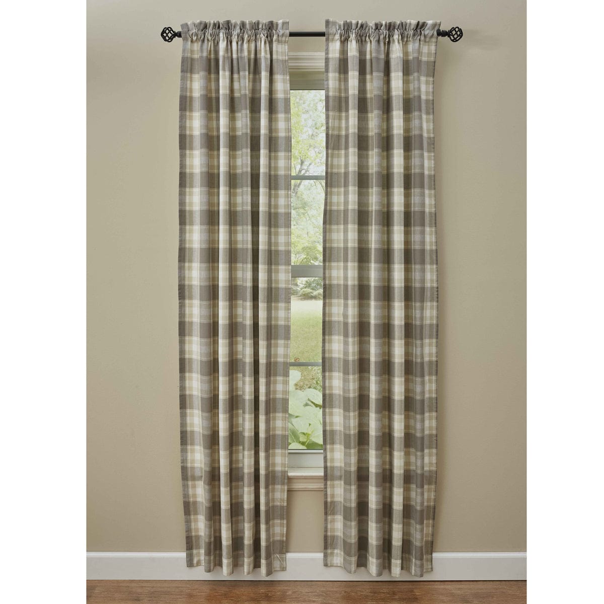 Weathered Oak Panel Pair With Tie Backs 63" Long unlined-Park Designs-The Village Merchant