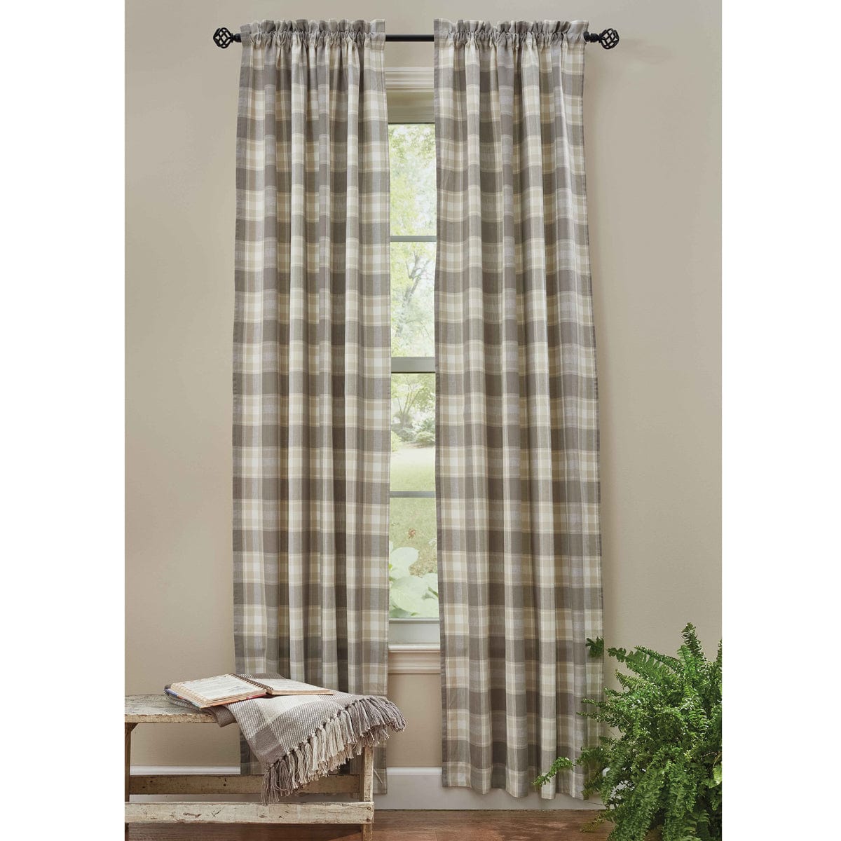 Weathered Oak Panel Pair With Tie Backs 84" Long Lined-Park Designs-The Village Merchant